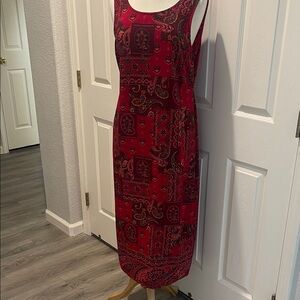 Elegant Red Paisley Maxi Dress